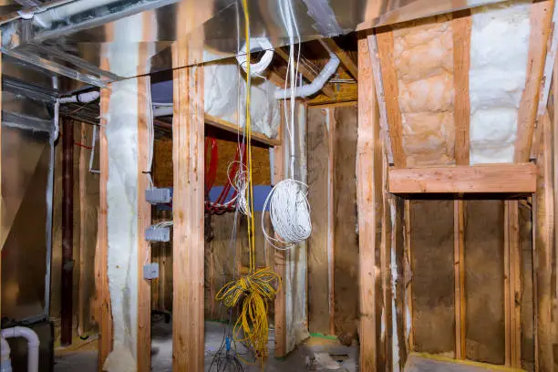 Basement remodeling construction phase managed by Anka Design Studio