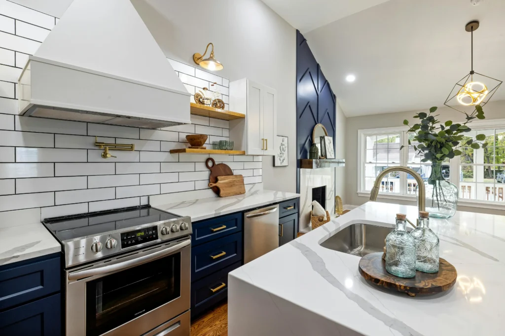 Quartz countertop and backsplash detail